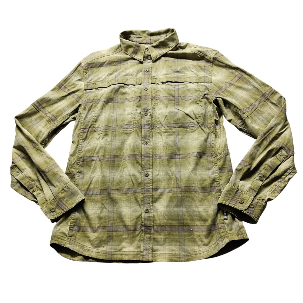 REI Co-op Plaid Button Down Shirt Mens S Green Hiking Long Sleeve Ventilated